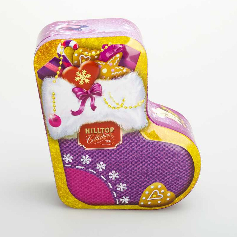 Přizpůsobená vánoční cínová krabička ve tvaru ponožky DR0678A-01 144x132x55